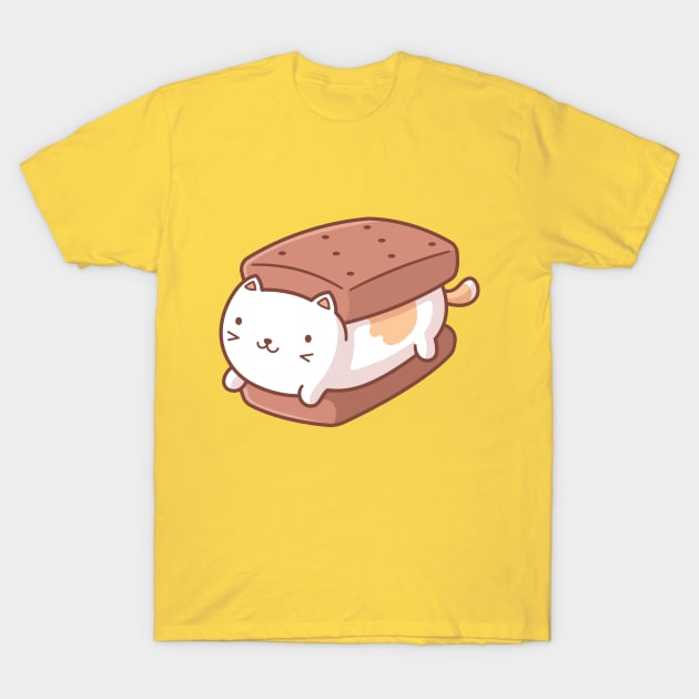 Ice Cream Sandwich Cat Kawaii T-Shirt by zoljo